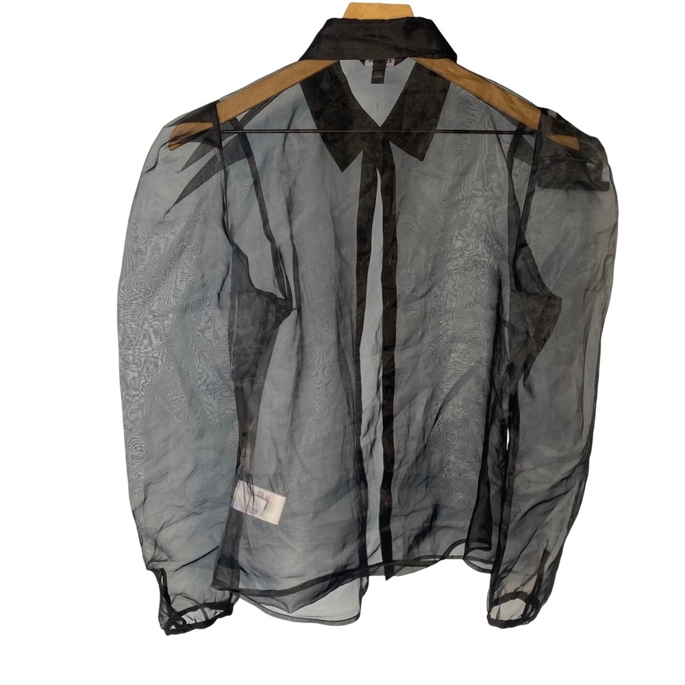 Express Sheer Black Collared Button Down Shirt Si… - image 4